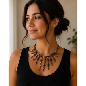 Boho Multicolor Beaded Necklace | Vintage Statement Jewelry